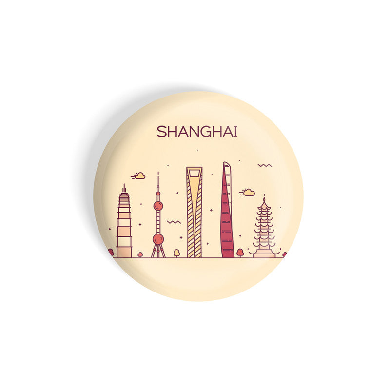 dhcrafts Round Fridge Magnet Brown Color Shanghai Glossy Finish Design Pack of 1 (58 mm)